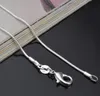 1.2MM 925 Silver Plated DIY Snake Chain Charms Link Necklace with Lobster Clasps for Jewelry Making Size 16 18 20 22 24 26 28 30 inch