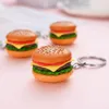 Keychains Simulation Hamburger Key Chain Pendant Bag Charm Accessories Handgjorda hartsbilar Ring h￤rlig nyckelchainkeychains