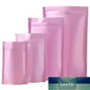 100 st/parti mattrosa rosa aluminiumfolie stand up väska mat godis nötter torkade frukt snacks kaffe te zip lås vattentät dammtät