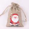 Sacchetti di tela di cotone jumbo Jumbo Babbo Natale personalizza il sacchetto di caramelle Ornamenti per sacchetti regalo di Natale per la casa