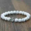 Charm Bracelets Natural White Howlite Stone Beads Cross Charms For Women And Men Semi Precious Bangle Pulseras Mujer Fine JewelryCharm