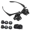 Headlamps 10X 15X 20X 25X LED Double Eye Jeweler Repair Watch Magnifier Loupe Glasses Lens Magnifying Tool With Lamp Light