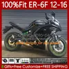 Spritzgusskörper für KAWASAKI NINJA 650R 650 R ER6 F Grün schwarz ER 6F 2012-2016 Karosserie 136Nr