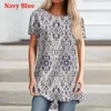 Womens Fashion Shirts 0Neck Casual Summer Loose Print Plus Size Top Tshirt XS9XL 220613