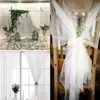 5 yards Wedding Decoration Tulle Roll Crystal Organza Sheer Fabric For Birthday Party Backdrop Wedding Chair Sashes Decor Yarn