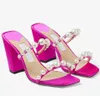 Luxur Design Amara Sandaler Nappa Leather Shoes for Women Pearl Embelling Strap Block Heels Mules Lady Walking Slip On 9368665