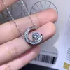 Pendentifs Arrivée 1 rond brillant taille diamant Test passé D couleur Moissanite lune en forme de pendentif collier chaîne pierres précieuses bijoux
