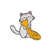 Il simpatico gatto mangia pesce, distintivo in metallo, bigiotteria da ragazza, spilla per colletto dell'uniforme, spilla in vita per maglione