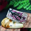 Ringas de banda Xmas novo anel de flor Flum Creative Plum Blossom For Women Black Gold Color Jewelry Charm Feminina Essential Dr Bdehome Dhj1f