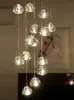 Ny Creative Crystal Chandelier Luxury Staircase Hängande LED -lampor Metallchassi för trapploftlobby Villa vardagsrum