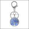 Key Rings Jewelry Gemstone Keychain Crystal Quartz Stone King Sier Plated Healing Point Women Drop Delivery 2021 Nnjw4