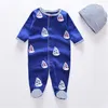 Fashion Infants Boys Girls Rompers with caps pajamas 100% Cotton baby Clothes Sets LJ201223