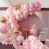 Kit de guirlande d'arc de ballon rose Macaron avec ballon de confettis blanc doré pour la décoration de mariage fournitures de fête d'anniversaire de douche de bébé 0614