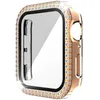 Funda de reloj con protector de pantalla de diamante para Apple iWatch 45 mm 44 mm 42 mm 41 mm 40 mm 38 mm Bling Crystal Fundas protectoras de cubierta completa PC Bu7274342