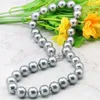 Łańcuchy Fashion Style 12MM eleganckie Silvers szara muszla naszyjnik z pereł koraliki biżuteria kamień naturalny 18 ''BV235 hurtownia PriceChains Cha