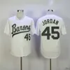 Men Moive Baseball Michael 45 Birmingham Barons Jersey Button Down Back Back Black White Gray Team Color All Stitched Retro Vintage Cool Base Flexbase Goede kwaliteit