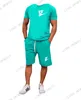 Mens Tracksuits For Summer Många färger Bomull Thin Fabric Logo Print T Shirt and Shorts Splice Casual Sport Trousers Loose Stree249a