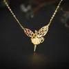 Chains Aazuo Real 18K Rose Gold Natural Ruby Micro Pave Fairy Free Pendent Necklace Gifted For Women Birthday Party Au750Chains