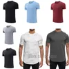 Erkek Kısa kollu yoga t-shirt lu erkek spor buz ipek spor lululemons çabuk kuruyan giysiler yaz rahat yuvarlak boyun büyük boy koşu sweatshirt