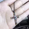 Fashion Mens Luxury Cross Necklace Hip Hop Jewelry Silver White Diamond Gemstones Iced Out Pendant Women Necklaces253z