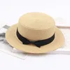Dziewczyny Sun Cap Summer British Bow Flat Top Children Hat For Girls Female Beach Sun Hat 220514