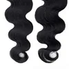 Cinta de la onda del cuerpo en extensiones de cabello humano # 1 Jet Black Women Weft Hair Extension Invisible Brazilian Bulk Virgin Hair