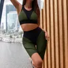 Yoga Outfit Pieces Femmes Soutien-Gorge De Sport Et Shorts Costume Fitness Taille Haute Collants Séchage Rapide Gym Wear Workout Running Set LF263Yoga