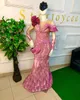 2022 Plus size Arabisch aso ebi roze luxueuze zeemeermin prom jurken pure nek stijlvolle avond formeel feest tweede receptie verjaardag verlovingsjurken jurk zj365