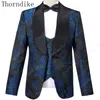 Thorndike Navy Blue Jacquard di alta qualità Perfect Wedding s Italian Design Custom Made Men Suit Blazer 220705