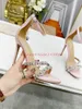 Dress Shoes Design Woman High Heel Open Toe Rhinestone Beading Sandal Sexy Lady Cover Ankle Buckle Candy Satin Crystal Party SandalDress