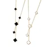 Marque de luxe femmes cadeau trèfle pendentif collier noir blanc Double face en acier inoxydable 18 k or Rose dames bijoux 7364670