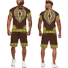 Sommarfärgglad afrikansk dashiki T-shirtpants passar mäns casual 3D-tryck etniska folk-custom man 2 st kortärmad träningsuppsättning 220615
