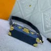 Denim Canvas handväska handväska crossbody påsar stammen lådan på kvällsväska avtagbar bred axel rem s-lock stängning guld hårdvarukoppling tote