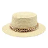 أزياء واسعة الحافة سلسلة المعادن القبعات القش للرجال النساء أنيقة رائعة الشمس شاطئ شاطئ الصيد قبعات بنما دلو كاب HCS179