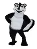 Costume da mascotte di Mephitis in bianco e nero con pelliccia lunga Animali dei cartoni animati Abbigliamento per burattini Vestito operato Abiti da parata di Natale di Halloween