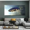 UFO Aliens Flying Saucer Abstract Canvas Målning Poster trycker Science Fiction Film Wall Art Bild för vardagsrum Heminredning