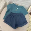 Kledingsets jongens pakken kleding babymuslijn katoenen outfits t-shirt shorts casual zomer kinderen met korte mouw tops broek 2 stks 0-4 ja ja