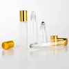 5ml 10ml Botellas de rodillo de aceite esencial de vidrio transparente con bolas de vidrio Perfumes de aromaterapia Bálsamos labiales