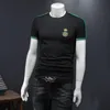 Embroidered short-sleeved T-shirt 2023 summer tops mercerized cotton fashion trend all-match business casual men's bottoming 326s