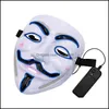 Other Event Party Supplies Halloween Glowing Mask Anonymous Led V For Vendetta Cosplay Costume Plastic Masquerade Masks Club Drop Delivery