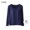 Women T Shirts Buili in Bra Padded Stretchable Modal Tops Tshirts Long Sleeve Plain Sexy Casual Korean Spring Autumn 210317