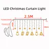 Strings 2.5M EU/US Plug Led Christmas Tree /Elk/Star Fairy Lights Garlands Outdoor Curtain String Light For Wedding Party Year DecorLED