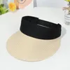 Breda brim hattar sommar casual halm cap enkel roll-up strand hatt kvinnor flickor vikbar mode bärbar sol 2022 Trendywide pros22