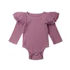 4Color Born Baby Girl Roupos Tops de manga comprida Ruffles sólidos Romper Sunsit Roup