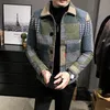 Autumn and Winter Fashion Mens Casual Lapel Hoodless Jacket Male Slim Plaid Woolen Coat 220811