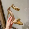 Sandalen Vrouwen Prom Feestjurk Hoge Naaldhak Een Riem Enkel Rits Designer Sandales Trouwschoenen Sandale Femme Luxe