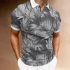 Polos pour hommes Feuilles de palmier Chemises d'impression Motif de fleurs T-shirts à manches courtes pour hommes T-shirts à fermeture éclair 2022 SummerMen'sMen'sMen's
