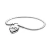 925 Pulseira de prata Charms Lock Snake Bone Heart Breads Fit Pandora Bracelet Jóias