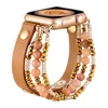 Pulsera de joyería Correa de cuero para Apple Watch 41 mm 45 mm 44 mm 42 mm 40 mm 38 mm Bandas Mujeres Pulsera de ágata ajustable iwatch 7 6 5 4 3 Serie Se Accesorios de correa de reloj