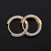 Hoop Huggie Huitan Personality Two Tone Small Earrings For WomenMen Full White Zircon Hiphop Party Daily Wear Versatile Unisex 2530368